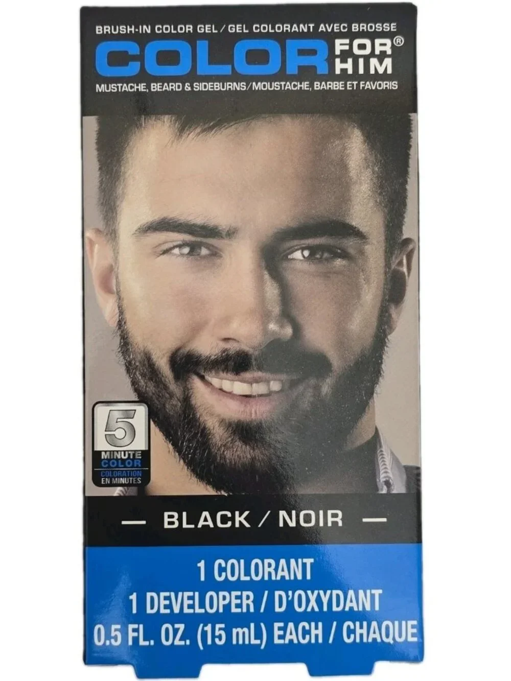 Color For Him Brush Gel Black/Noir 6-PACK Colorants & Developers For Facial Hair